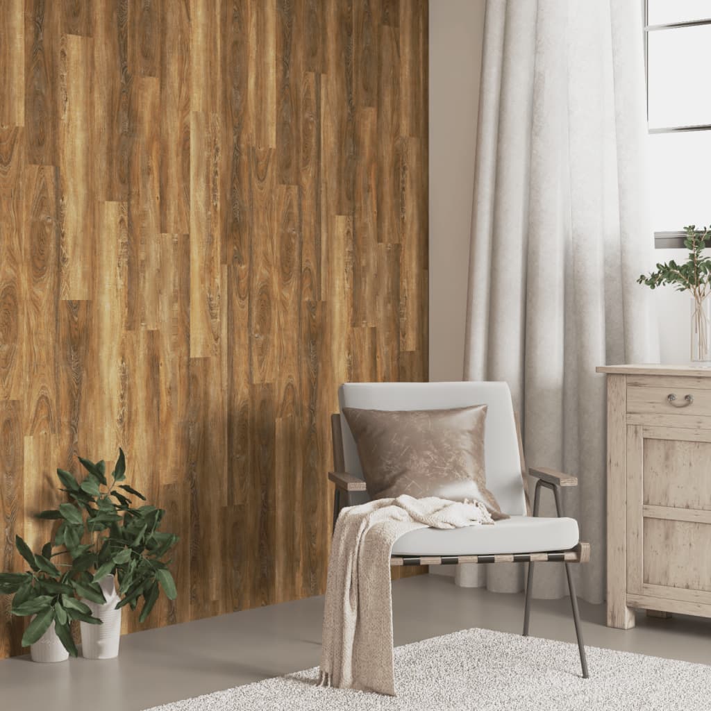 vidaXL Nástenné panely vzhľad dreva hnedé PVC 4,12 m²