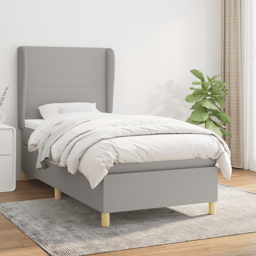 vidaXL Posteľný rám boxsping s matracom bledosivý 80x200 cm látka