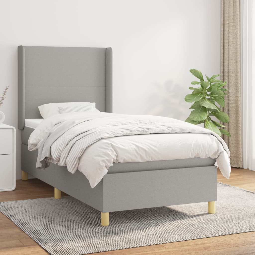 vidaXL Posteľný rám boxsping s matracom bledosivý 80x200 cm látka