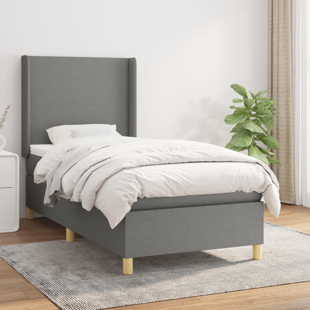 vidaXL Posteľný rám boxsping s matracom tmavosivý 80x200 cm látka