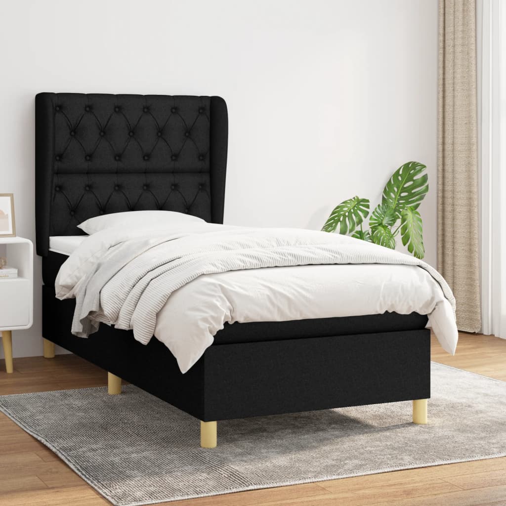 vidaXL Posteľný rám boxspring s matracom čierny 80x200 cm látka