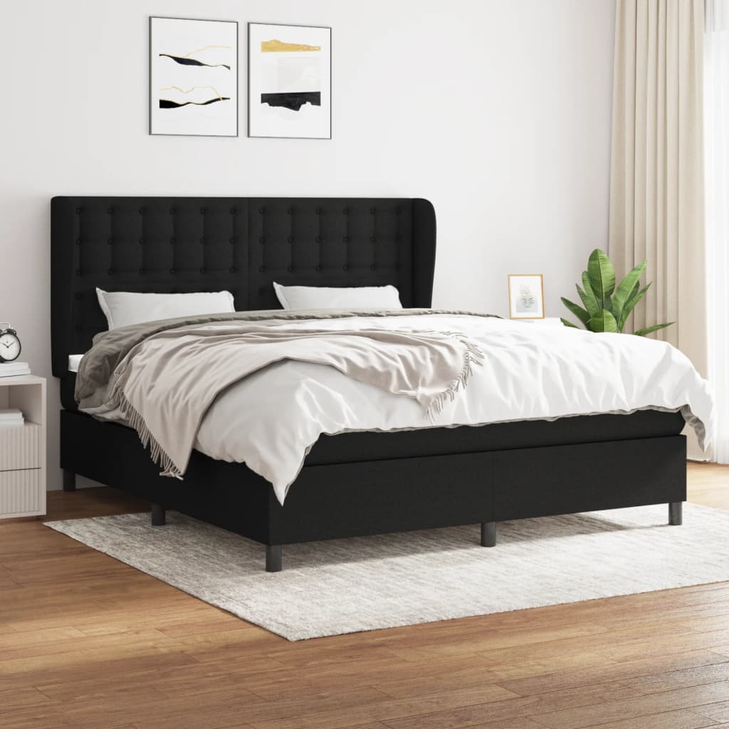 vidaXL Posteľný rám boxspring s matracom čierny 180x200 cm látka