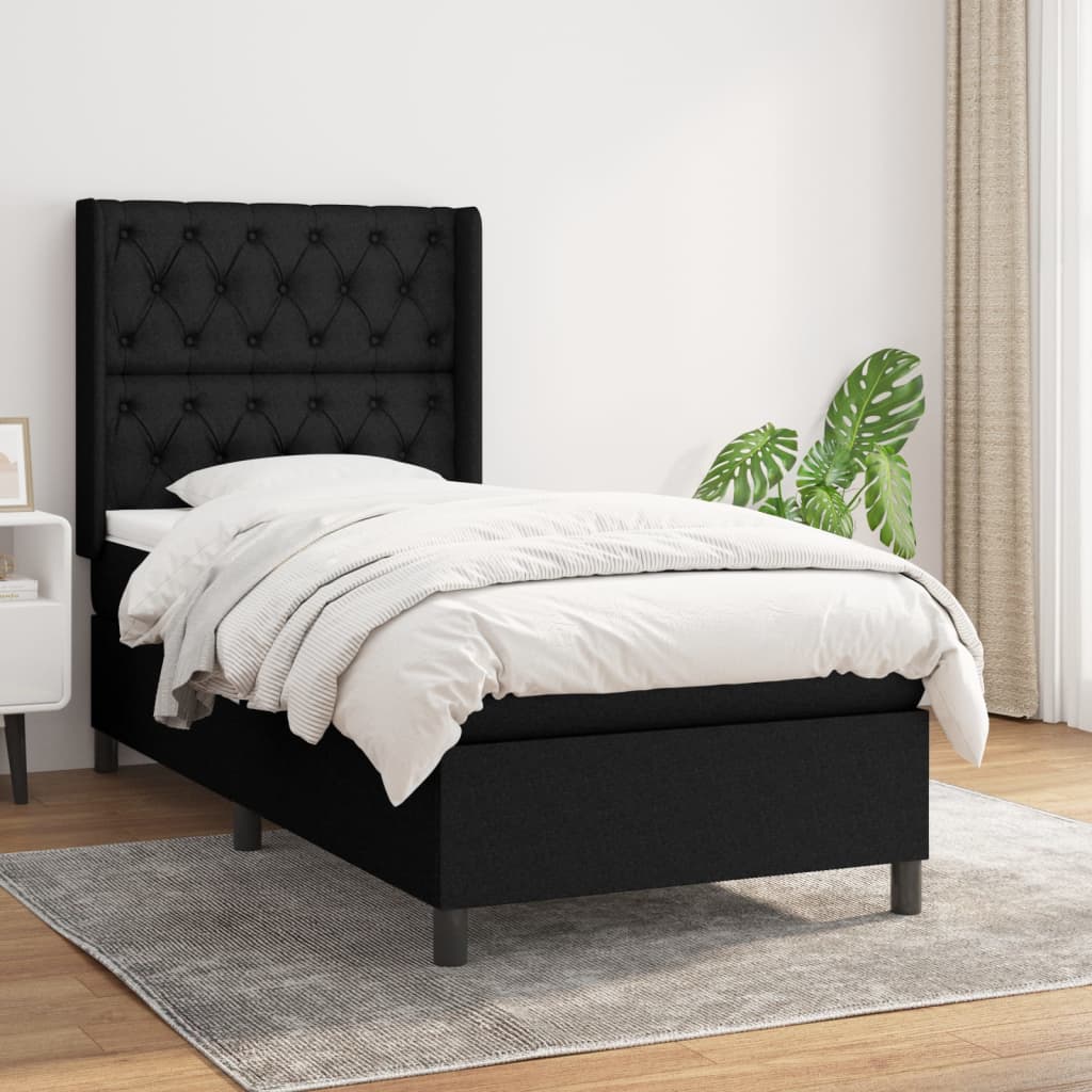 vidaXL Posteľný rám boxspring s matracom čierny 80x200 cm látka