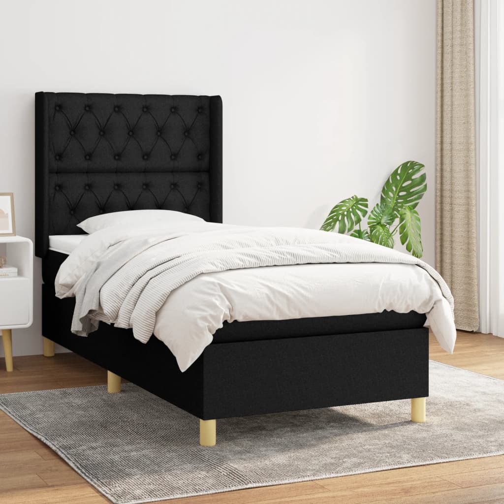 vidaXL Posteľný rám boxspring s matracom čierny 80x200 cm látka