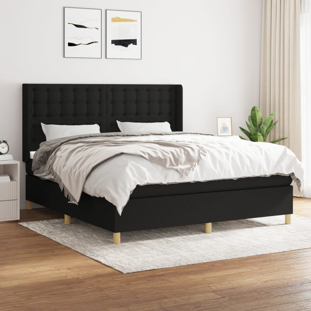 vidaXL Posteľný rám boxspring s matracom čierny 180x200 cm látka