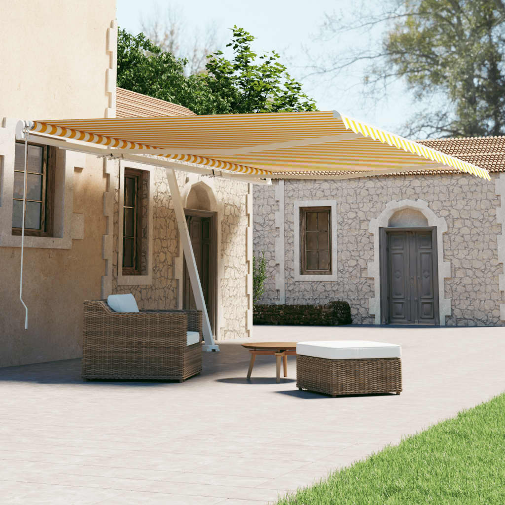 vidaXL Samostatne stojaca automatická markíza 600x300 cm žlto-biela