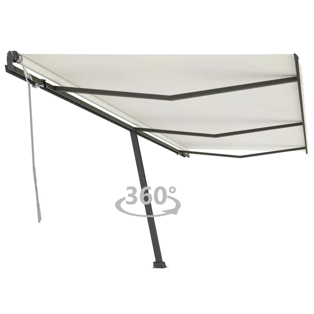 vidaXL Samostatne stojaca ručne zaťahovacia markíza 600x300 cm krémová