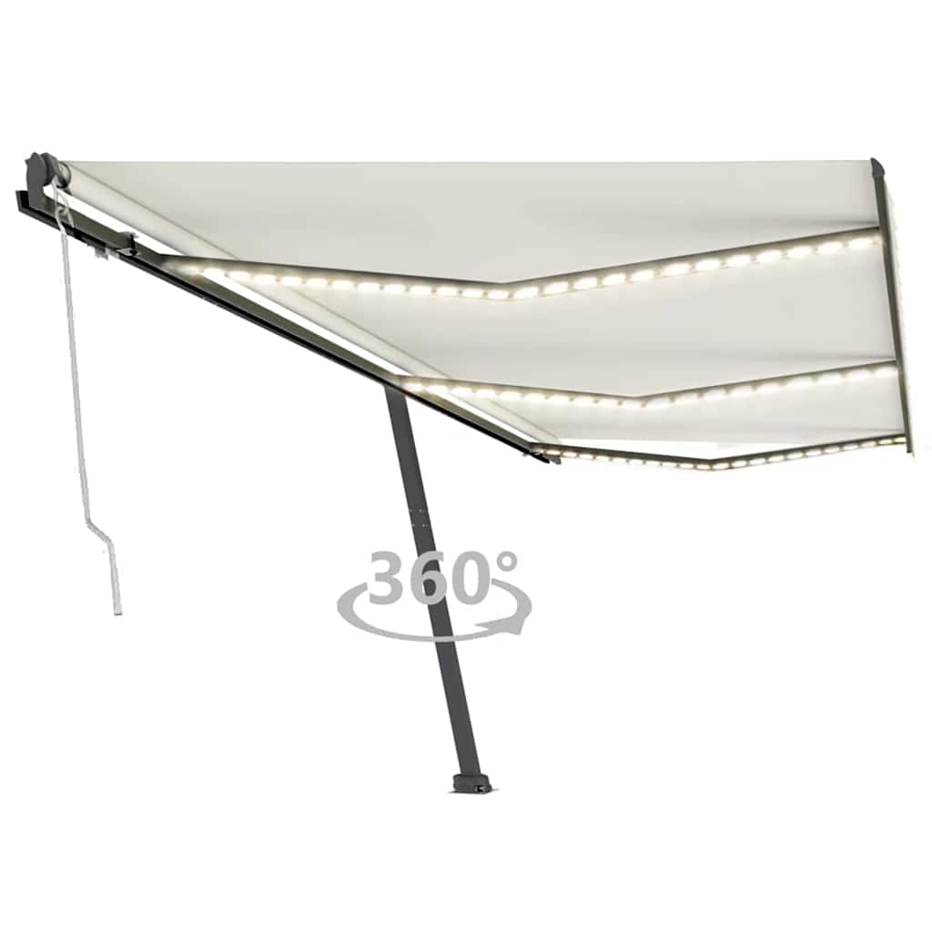 vidaXL Automatická markíza s LED a senzorom vetra 600x300 cm krémová