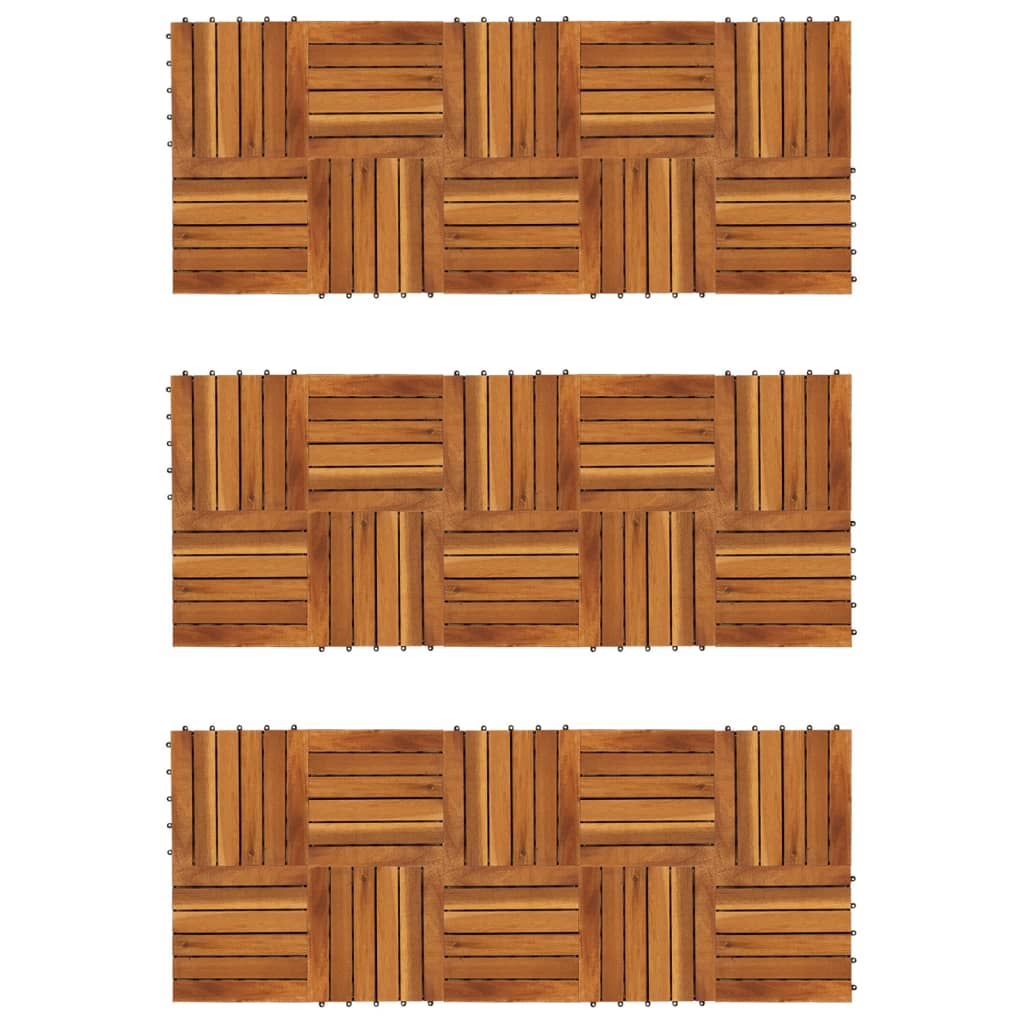 vidaXL Akáciová sada podlahových krytín s vertikálnym vzorom 30x30 cm 30 ks