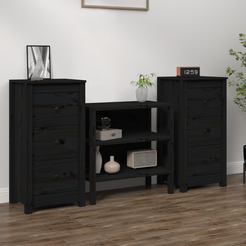vidaXL Komody 2 ks čierne 40x35x80 cm borovicový masív