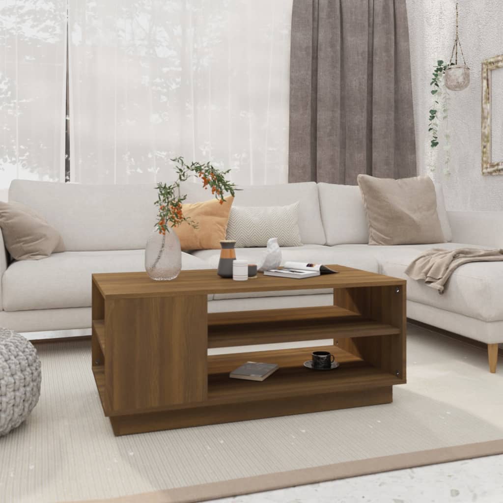 vidaXL Konferenčný stolík, hnedý dub 102x55x43 cm, kompozitné drevo