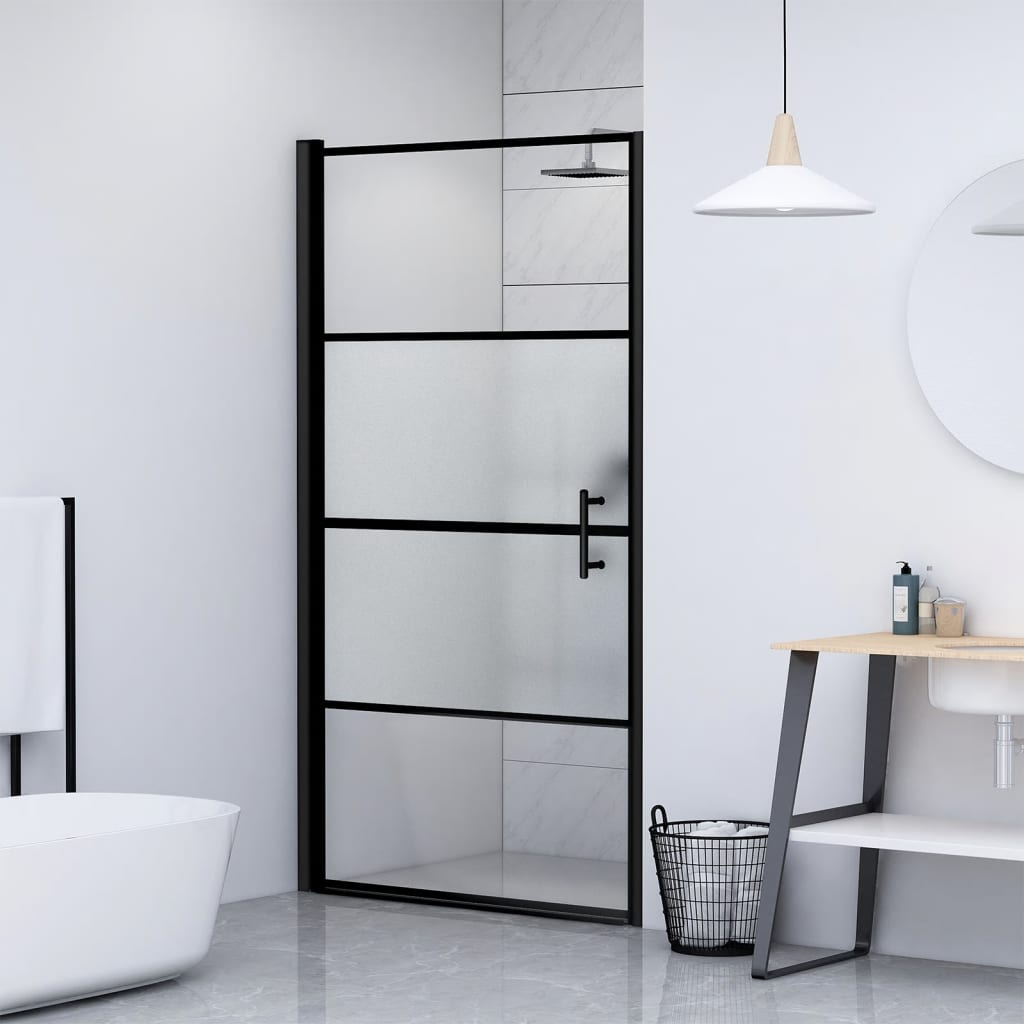 vidaXL Sprchové dvere 81x195 cm polopriehľadné tvrdené sklo čierne