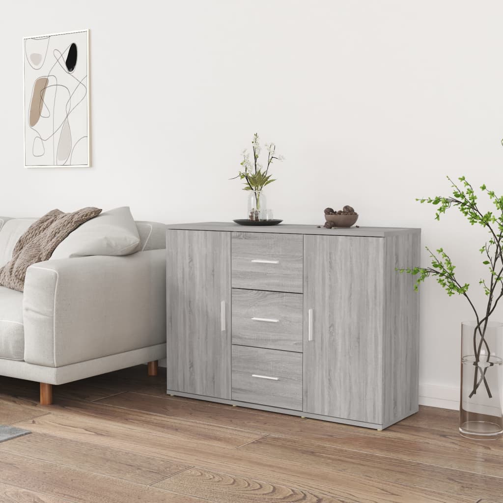 vidaXL Komoda sivá sonoma 91x29,5x65 cm spracované drevo
