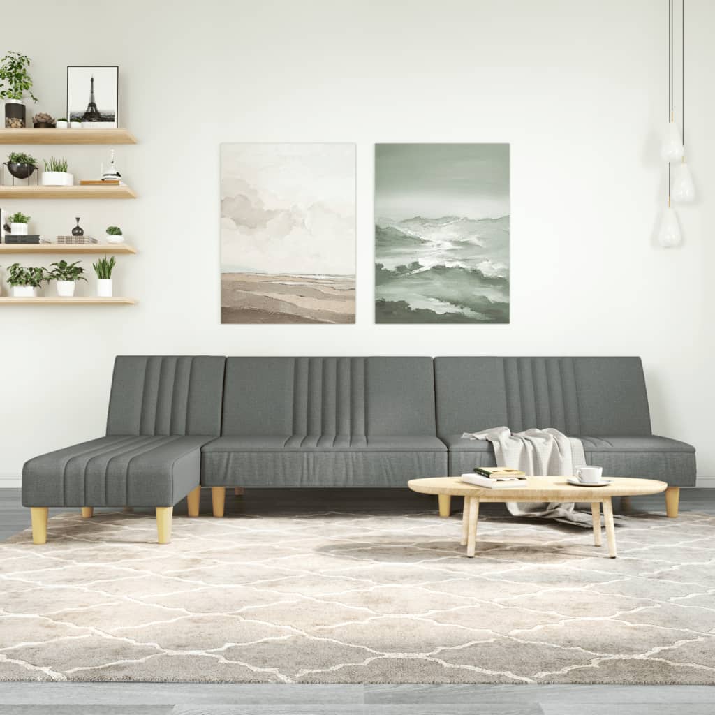 vidaXL Pohovka v tvare L tmavosivá 255x140x70 cm látka