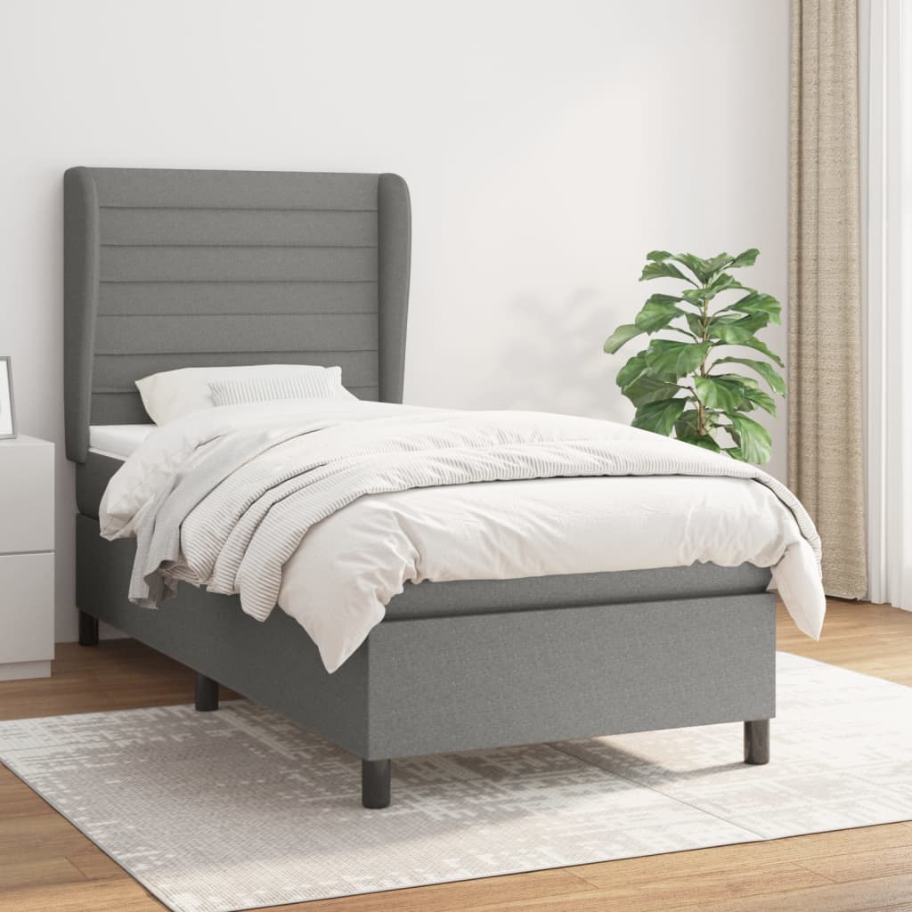 vidaXL Posteľný rám boxsping s matracom tmavosivý 80x200 cm látka