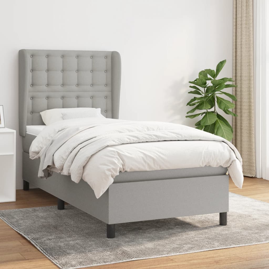 vidaXL Posteľný rám boxsping s matracom bledosivý 80x200 cm látka