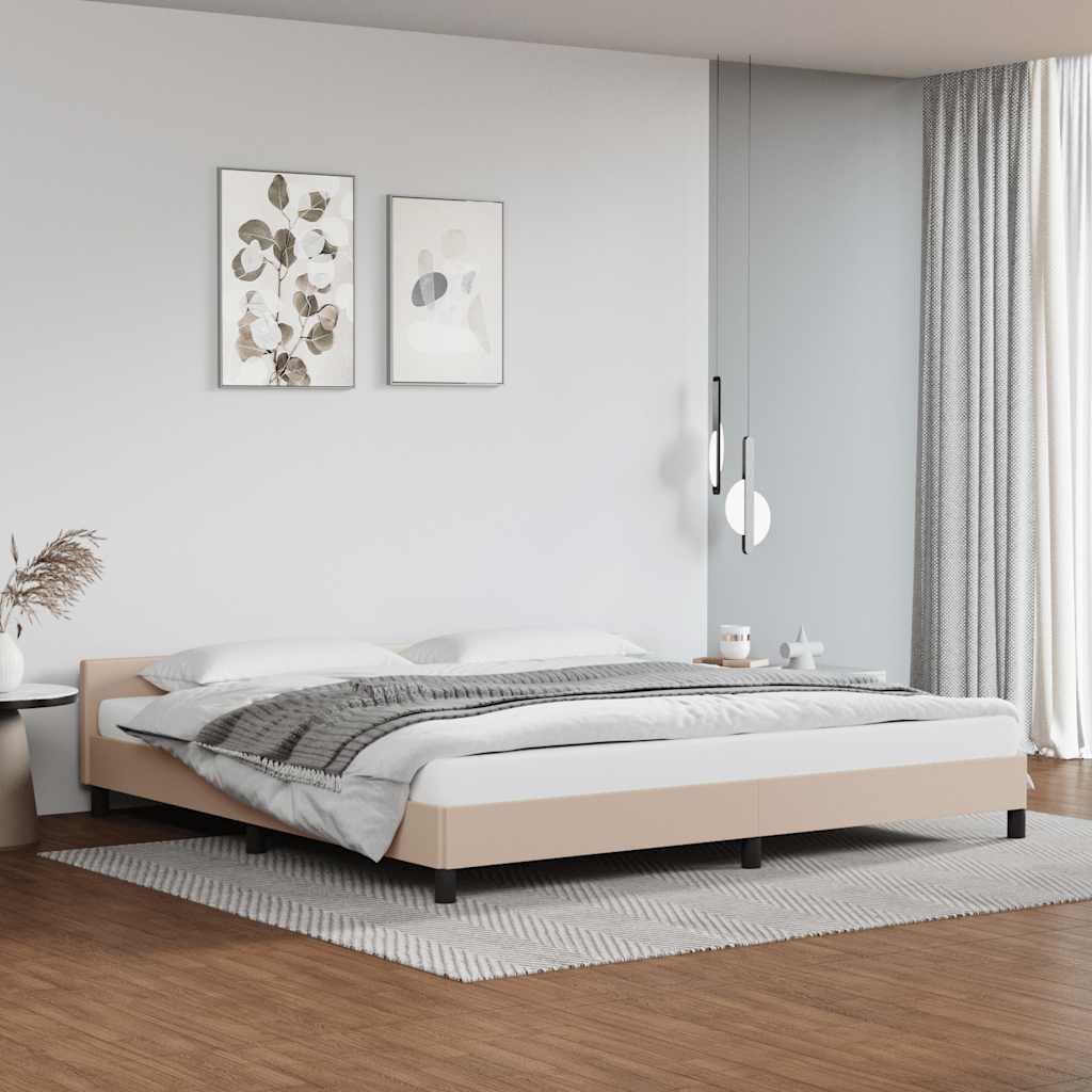 vidaXL Posteľný rám s čelom bez matraca kapučínový 200x200 cm