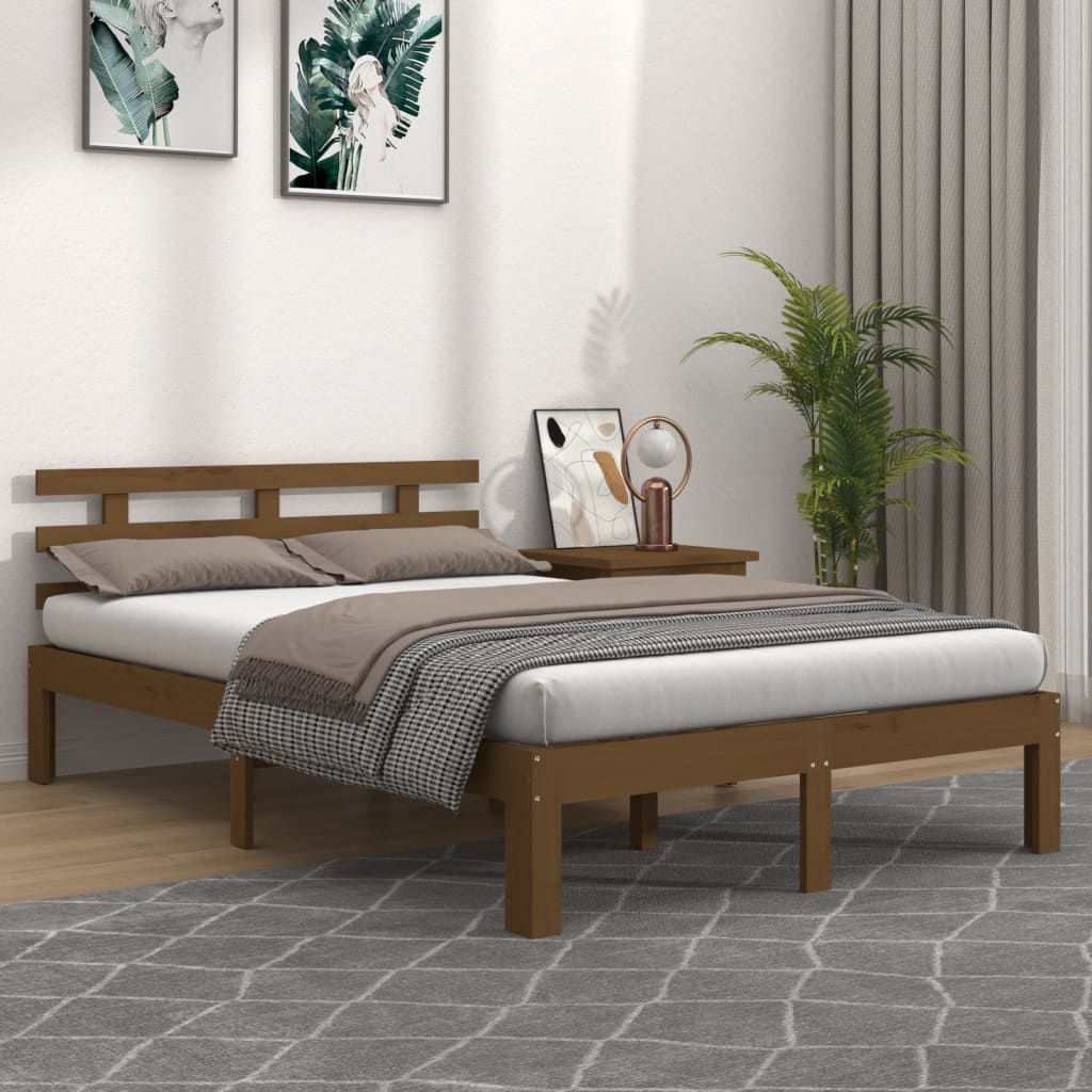 vidaXL Posteľný rám medovohnedý masívne drevo 200x200 cm