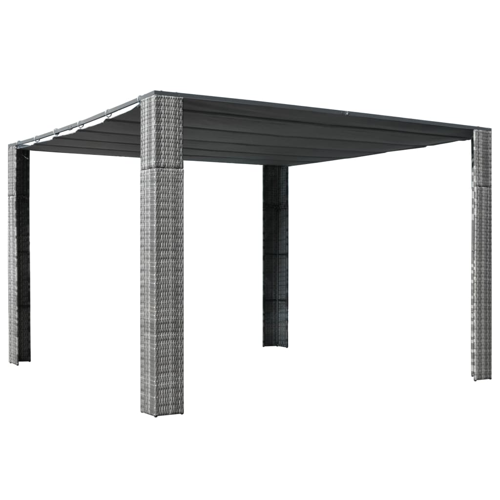 vidaXL Polyratanový altánok so strechou 300x300x200 cm sivo-antracitový