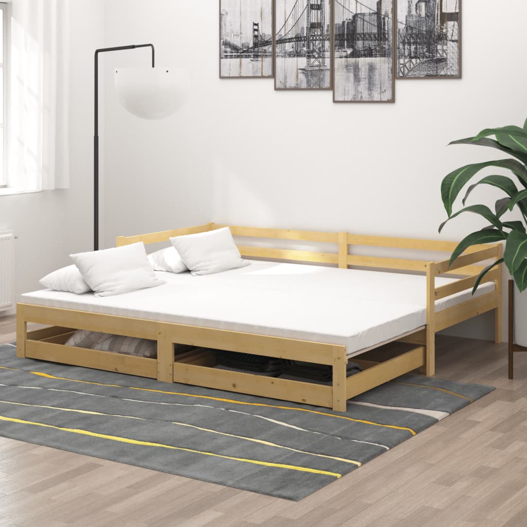 vidaXL Rozkladacia denná posteľ 2x(90x200) cm, borovicový masív