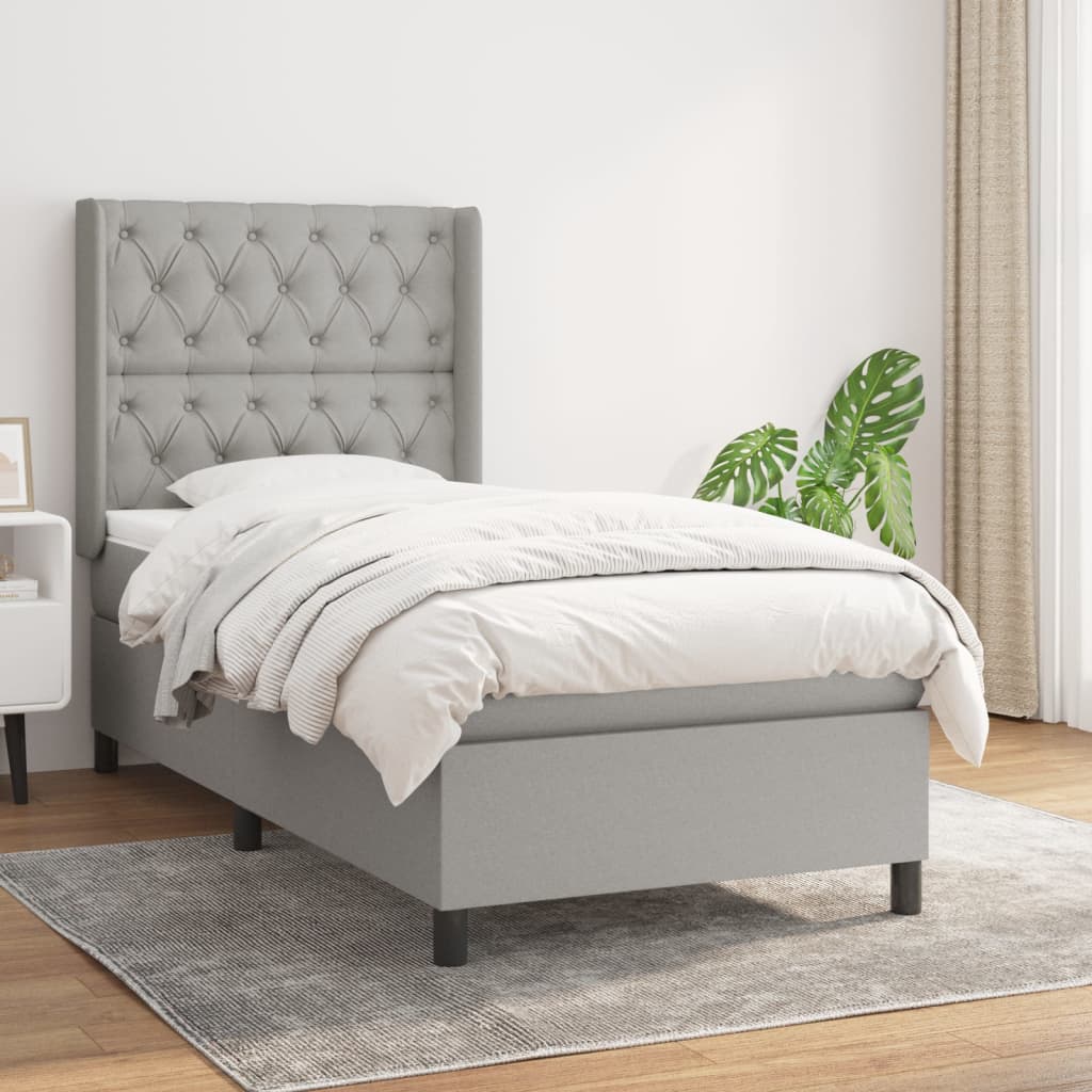 vidaXL Posteľný rám boxsping s matracom bledosivý 80x200 cm látka