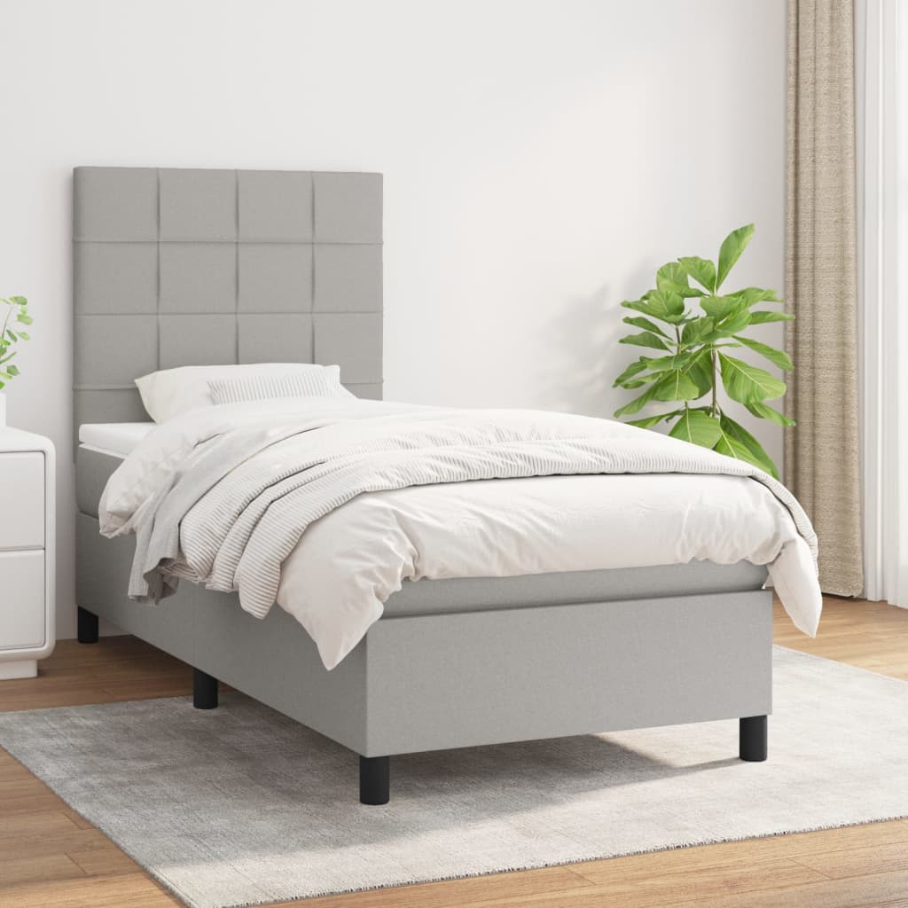 vidaXL Posteľný rám boxsping s matracom bledosivý 80x200 cm látka