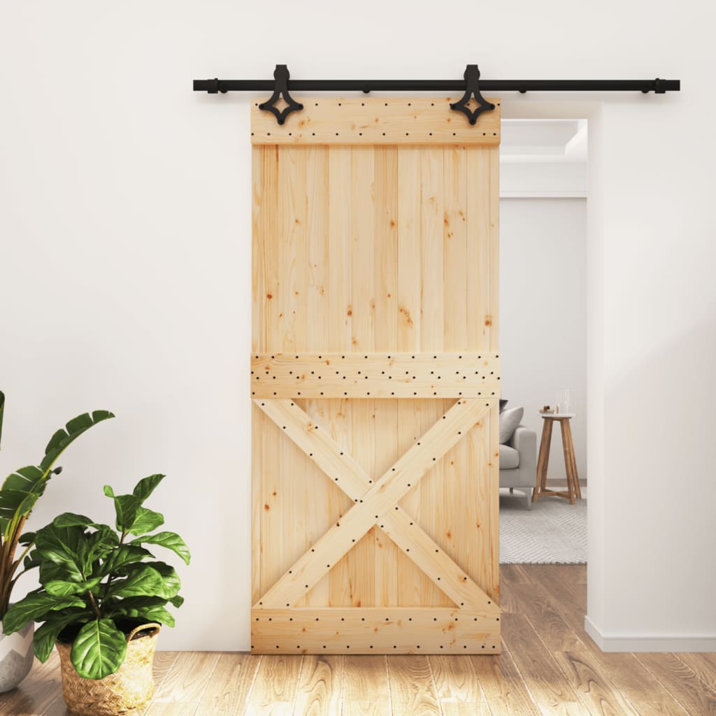 vidaXL Posuvné dvere so sadou kovania 95x210 cm borovicový masív