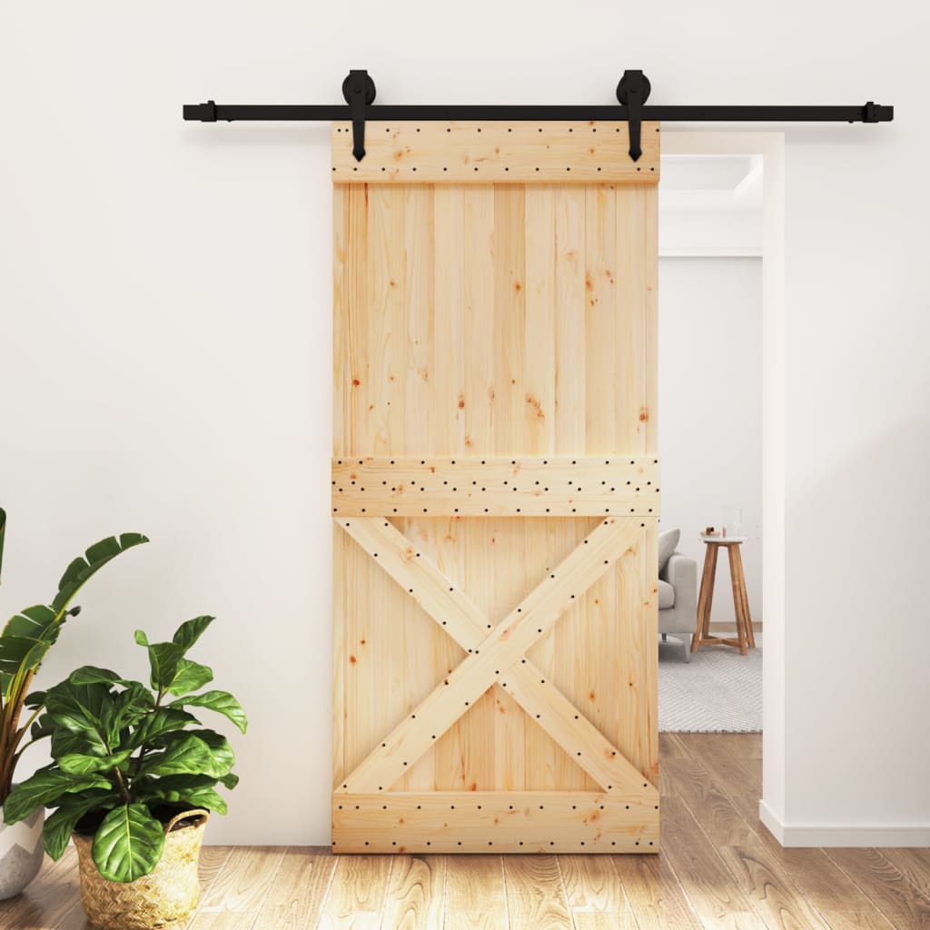 vidaXL Posuvné dvere so sadou kovania 95x210 cm borovicový masív