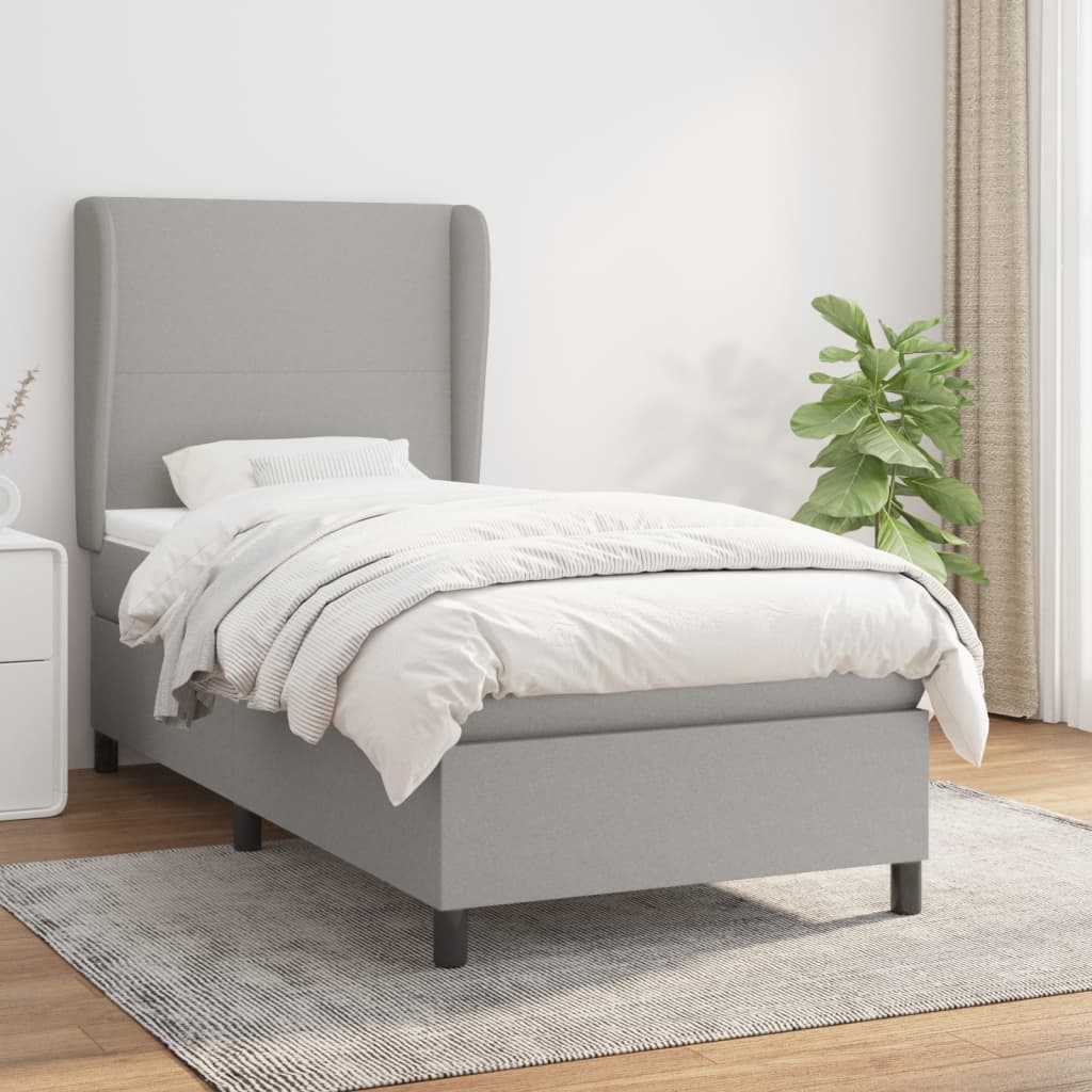 vidaXL Posteľný rám boxsping s matracom bledosivý 80x200 cm látka