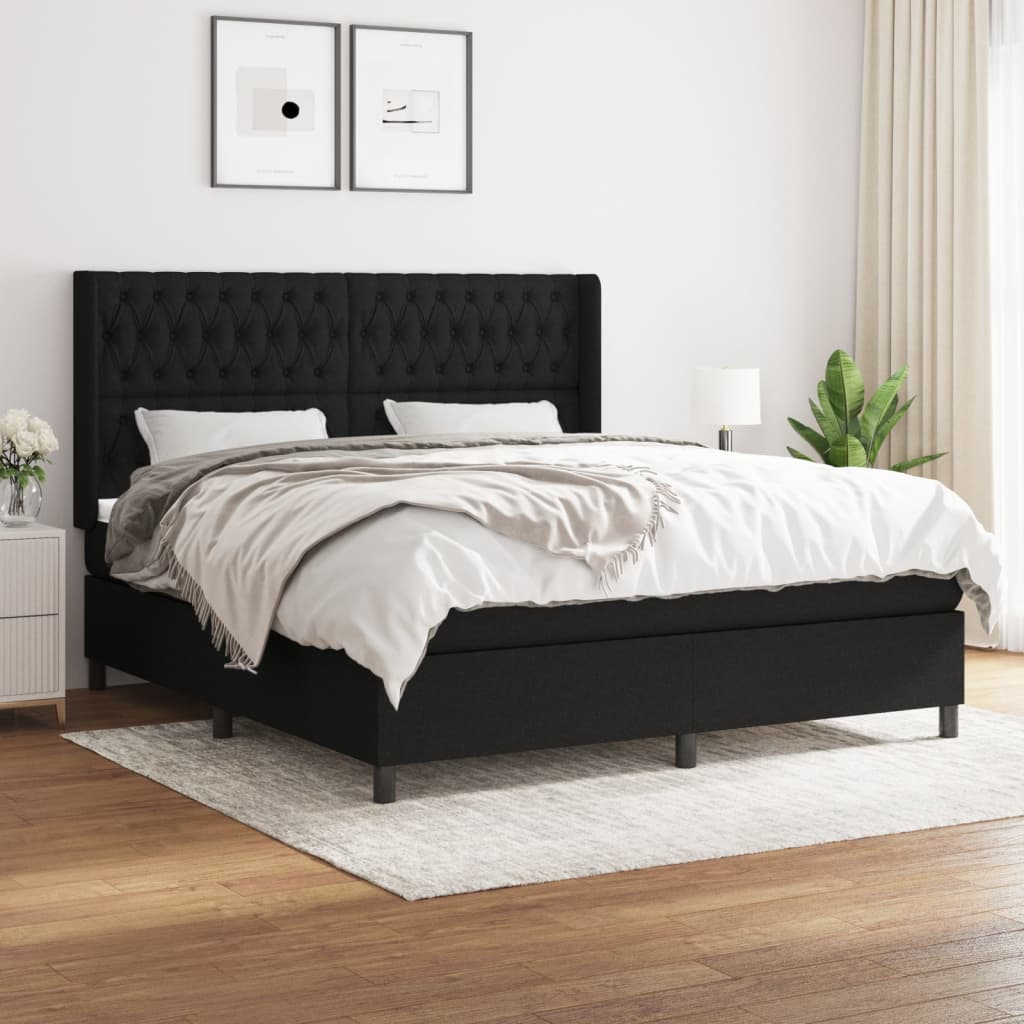 vidaXL Posteľný rám boxspring s matracom čierny 180x200 cm látka