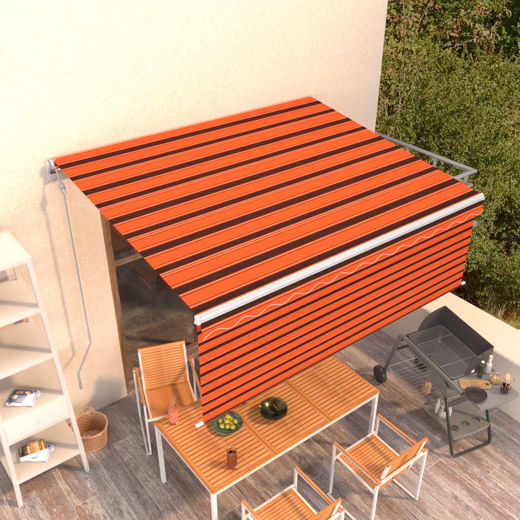 vidaXL Automatická markíza s tienidlom 4,5x3 m oranžovo-hnedá