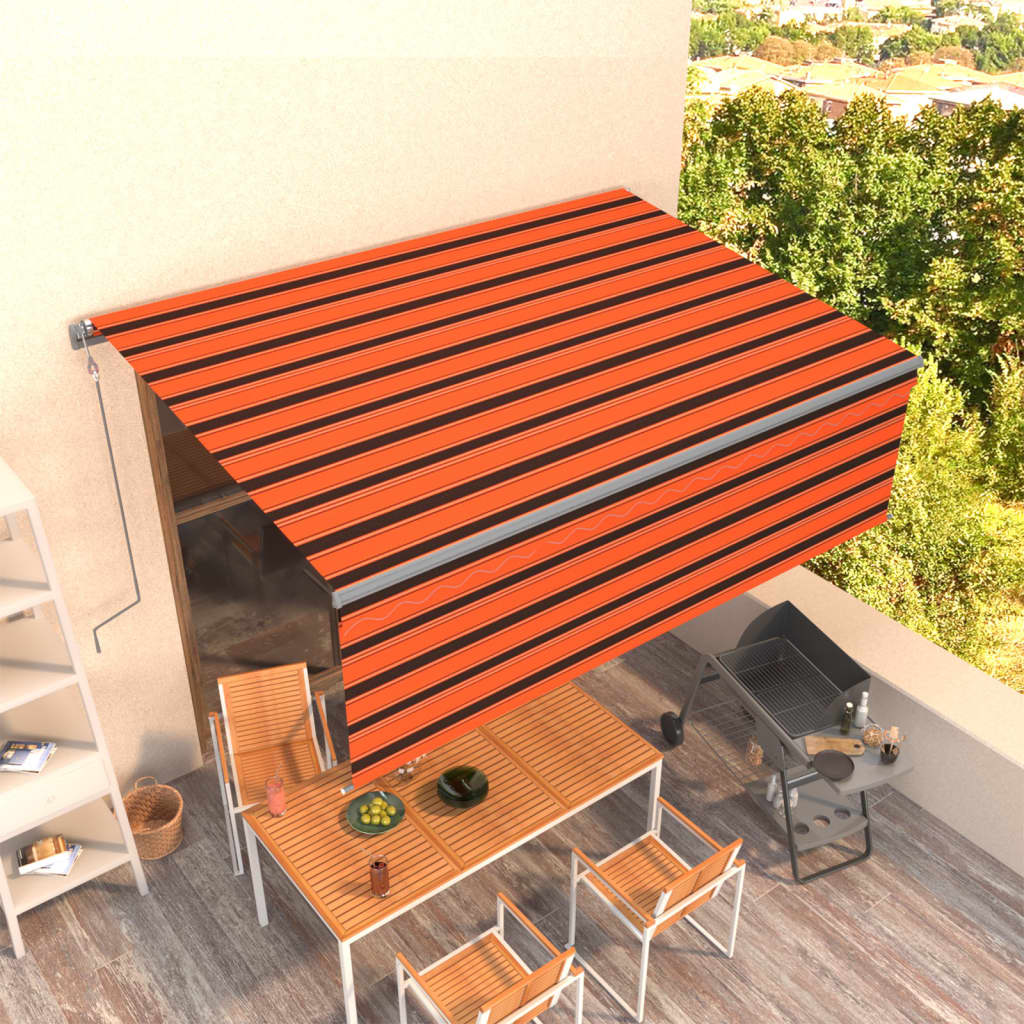 vidaXL Automatická markíza s tienidlom 4,5x3 m oranžovo-hnedá