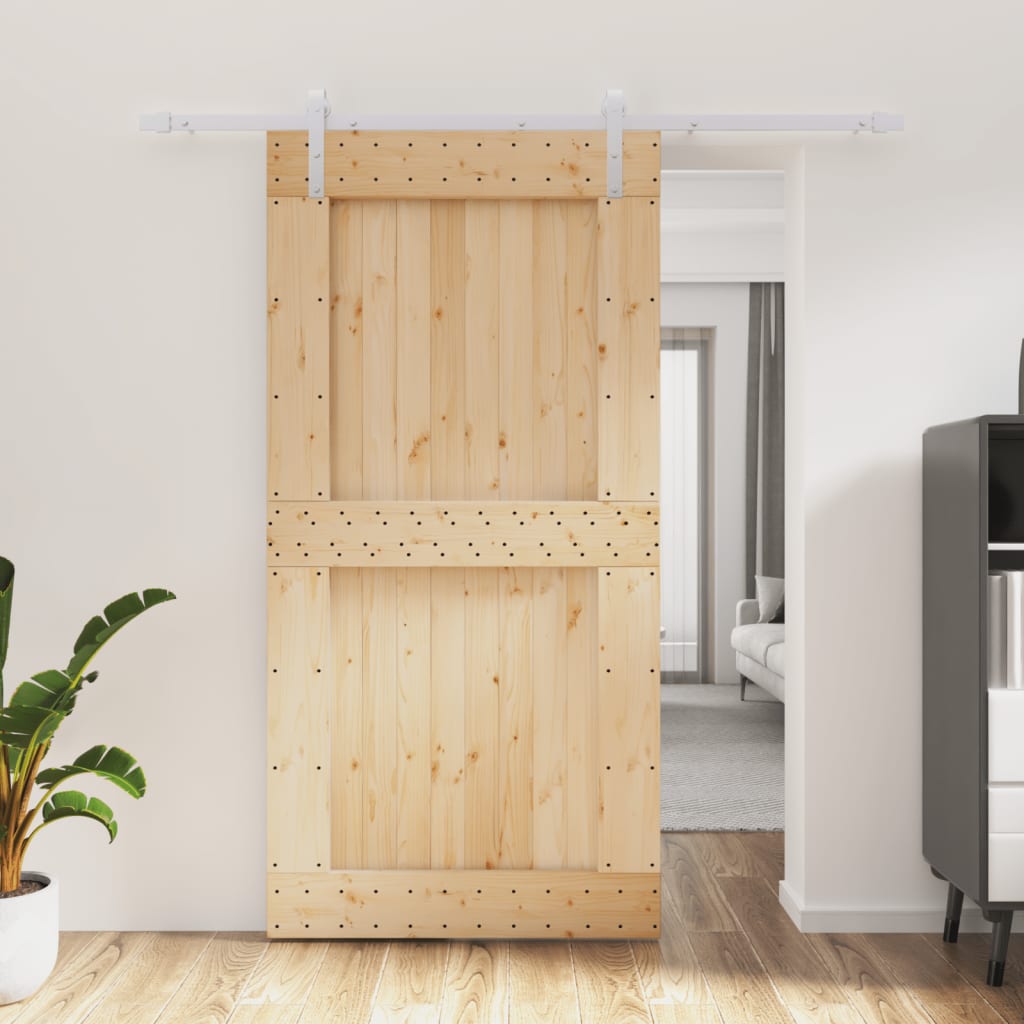 vidaXL Posuvné dvere so sadou kovania 100x210 cm borovicový masív