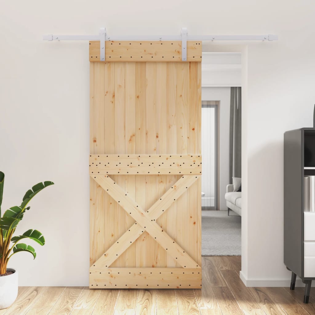 vidaXL Posuvné dvere so sadou kovania 95x210 cm borovicový masív
