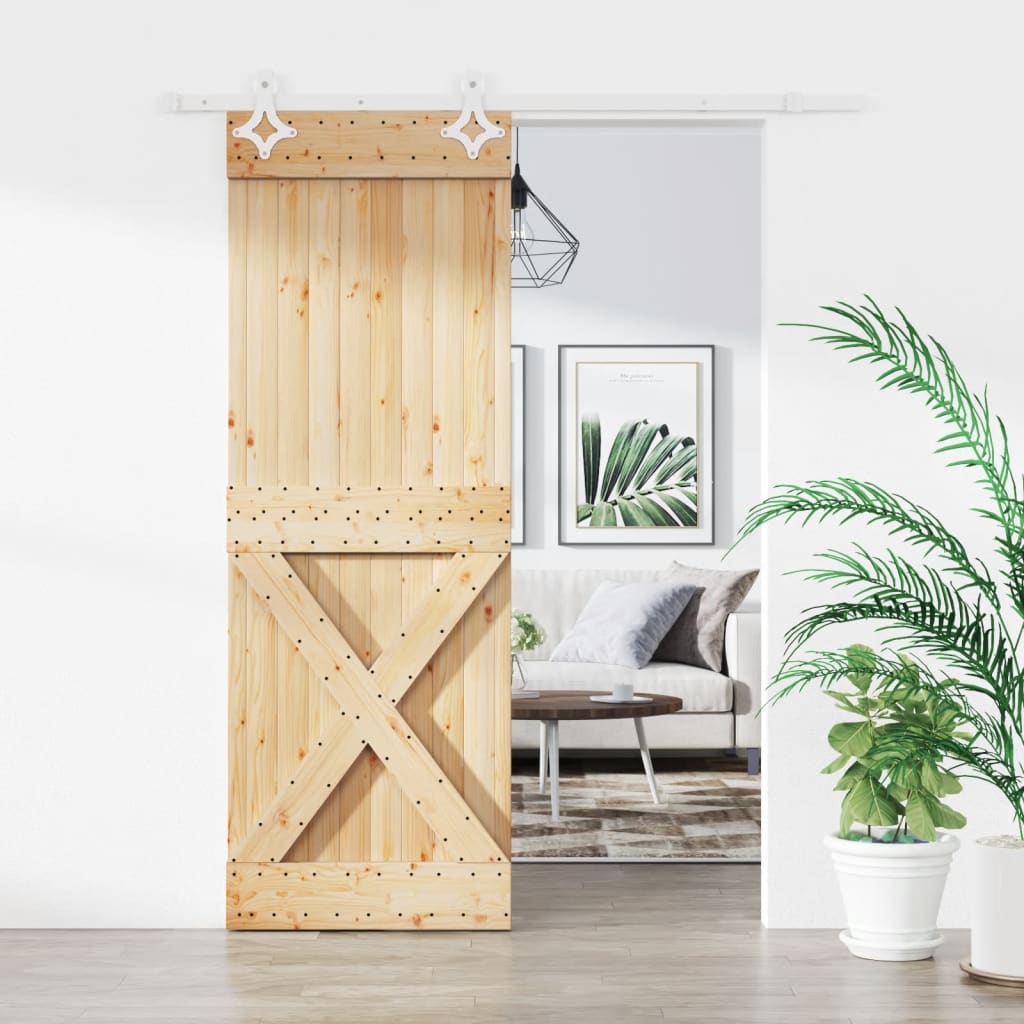 vidaXL Posuvné dvere so sadou kovania 85x210 cm borovicový masív