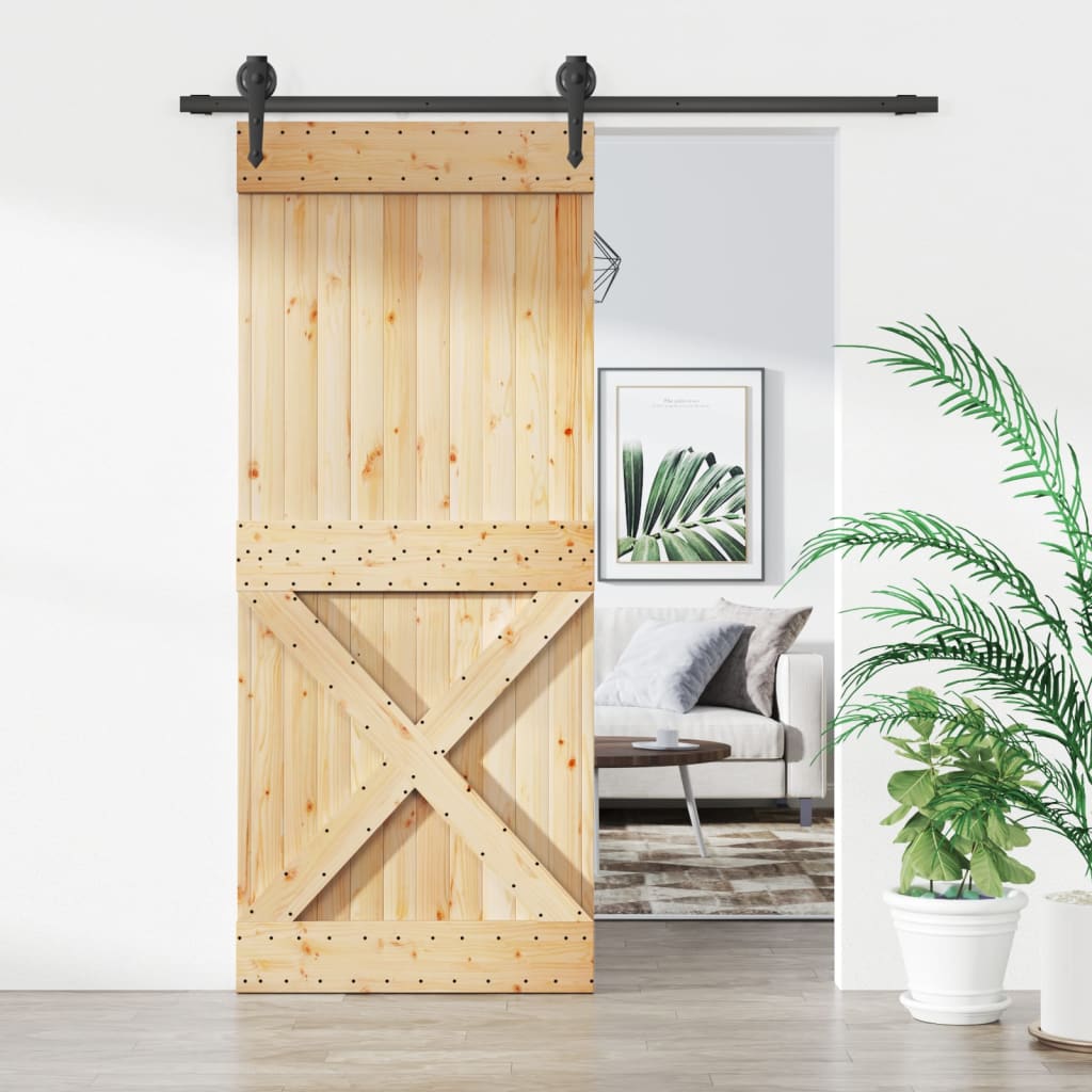 vidaXL Posuvné dvere so sadou kovania 85x210 cm borovicový masív