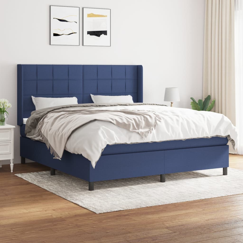 vidaXL Posteľný rám boxspring s matracom modrý 180x200 cm látka