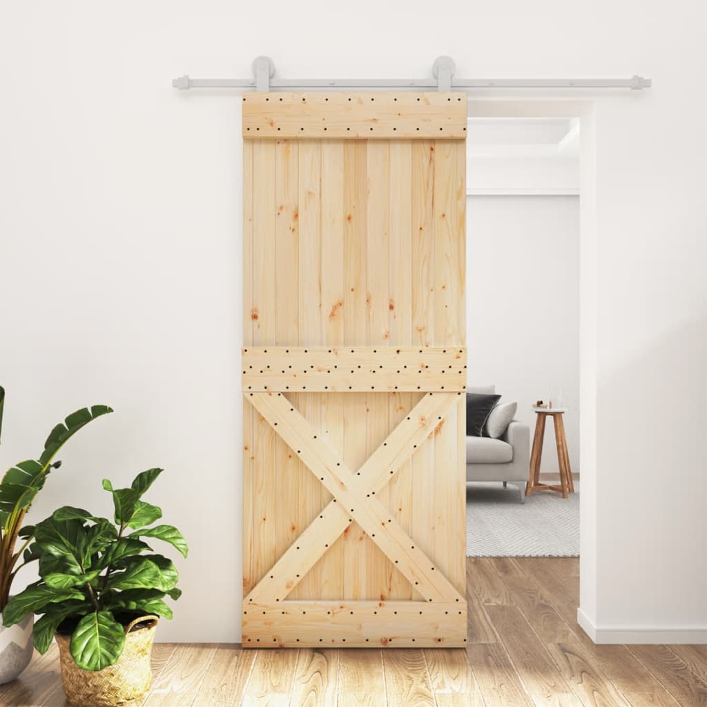 vidaXL Posuvné dvere so sadou kovania 85x210 cm borovicový masív