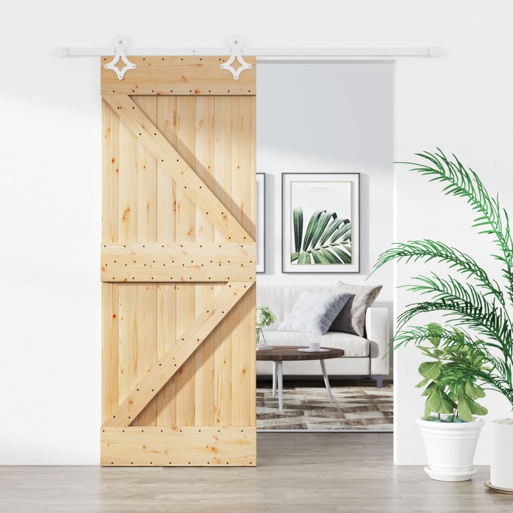 vidaXL Posuvné dvere so sadou kovania 80x210 cm borovicový masív