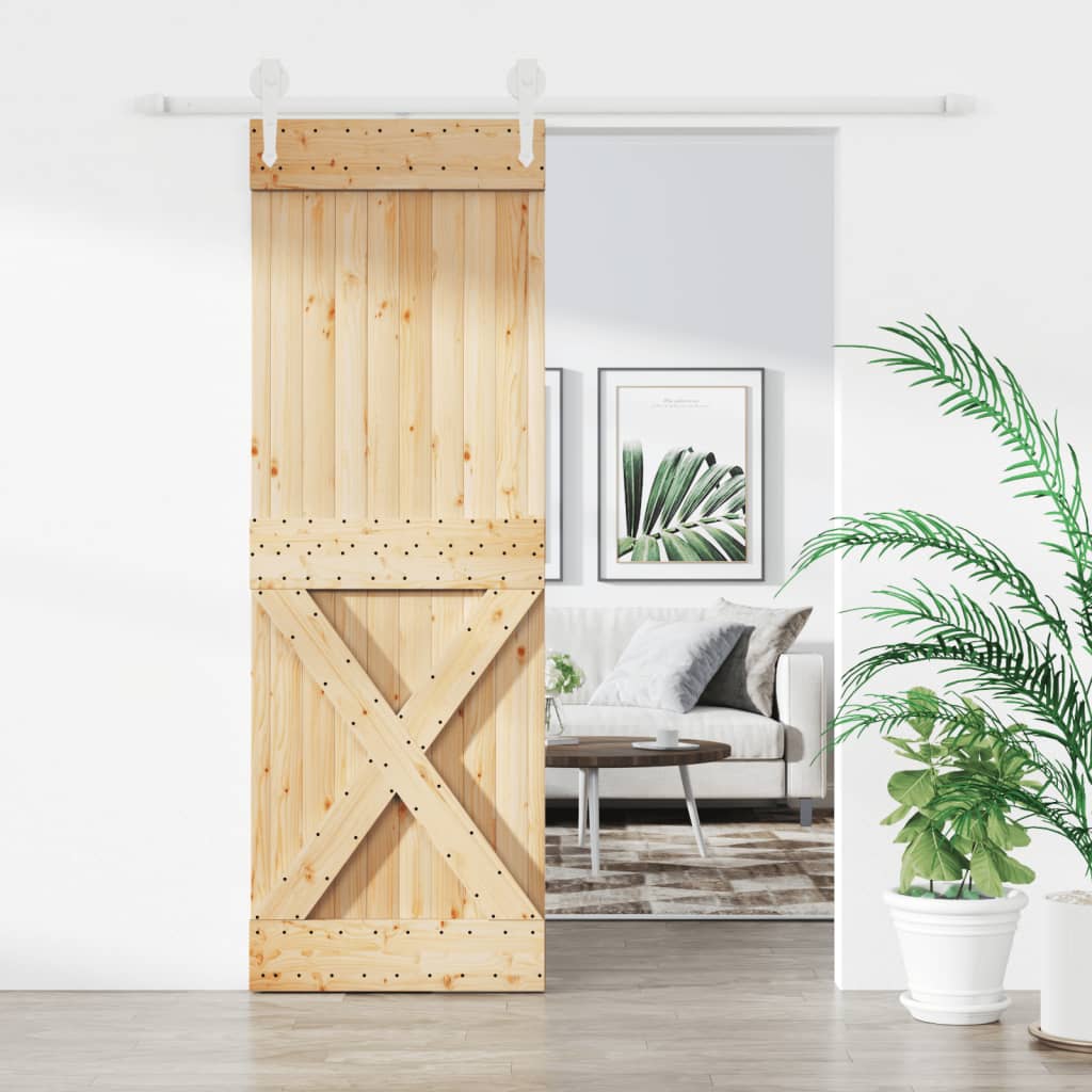 vidaXL Posuvné dvere so sadou kovania 80x210 cm borovicový masív