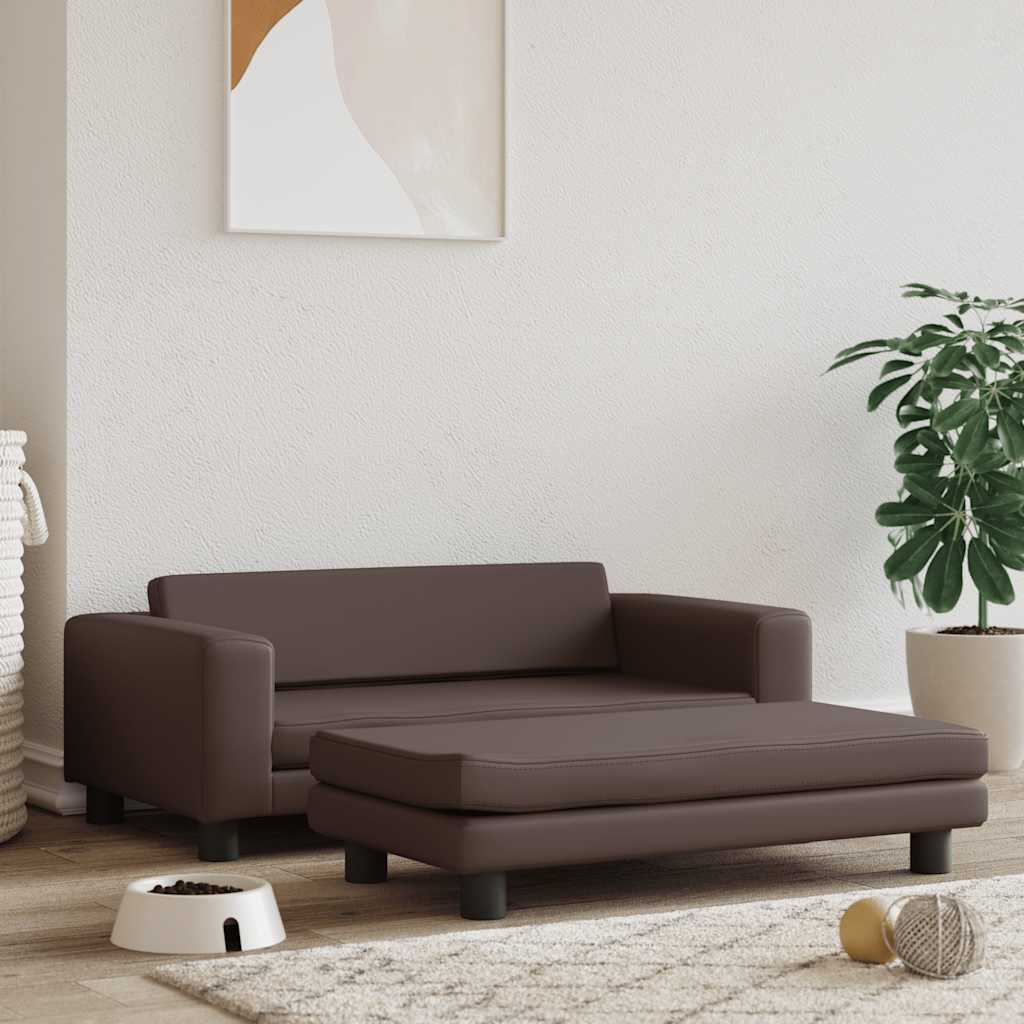 VidaXL Pelech pre psa s nadstavcom, hnedý 100x50x30 cm, umelá koža