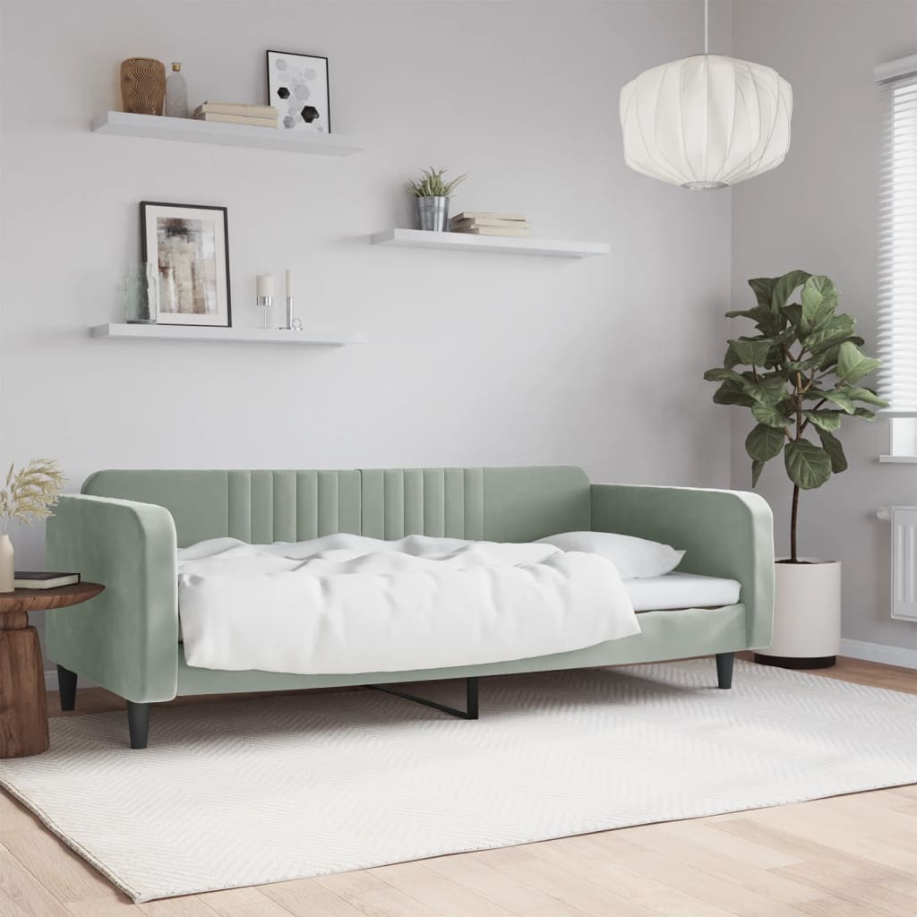 VidaXL Denná posteľ bledosivá 100x200 cm zamat