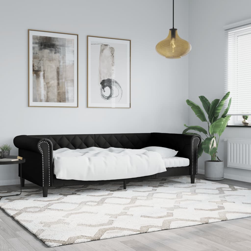 vidaXL Denná posteľ čierna 90x190 cm umelá koža