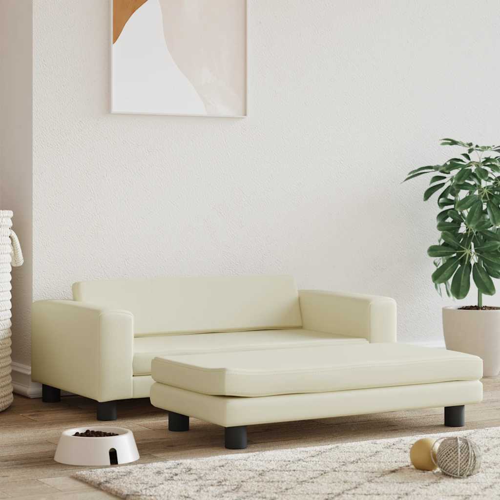 vidaXL Pelech pre psa s nadstavcom krémový 100x50x30 cm umelá koža