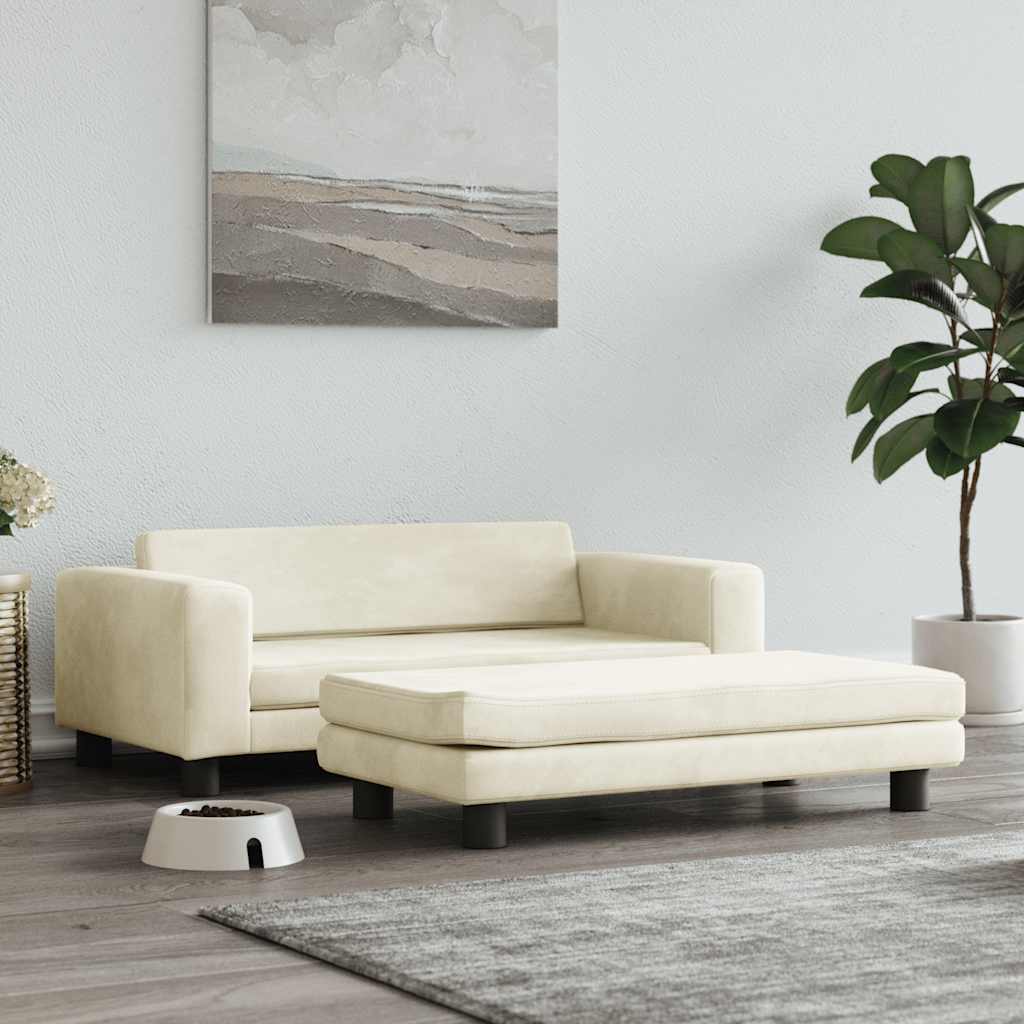 vidaXL Pelech pre psa s nadstavcom krémový 100x50x30 cm zamat