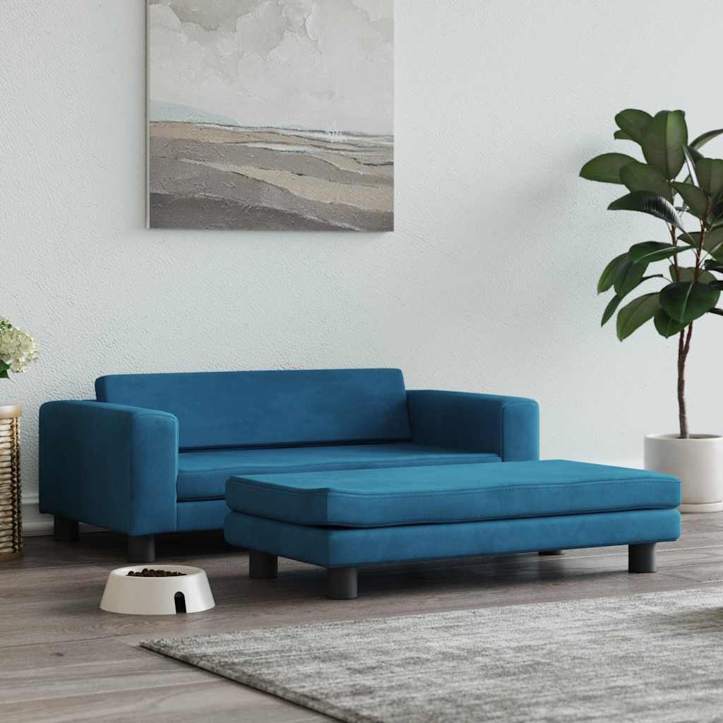 vidaXL Pelech pre psa s nadstavcom modrý 100x50x30 cm zamat
