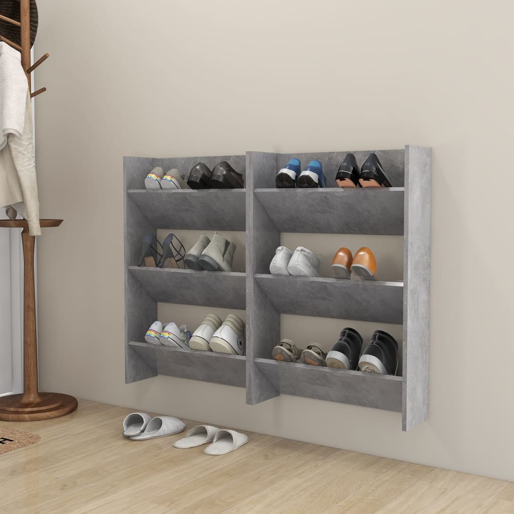 vidaXL Nástenné skrinky na topánky 2 ks, betónovo sivé 60x18x90 cm