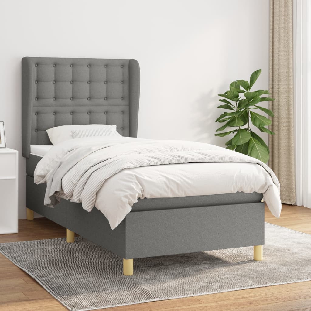 vidaXL Posteľný rám boxsping s matracom tmavosivý 80x200 cm látka