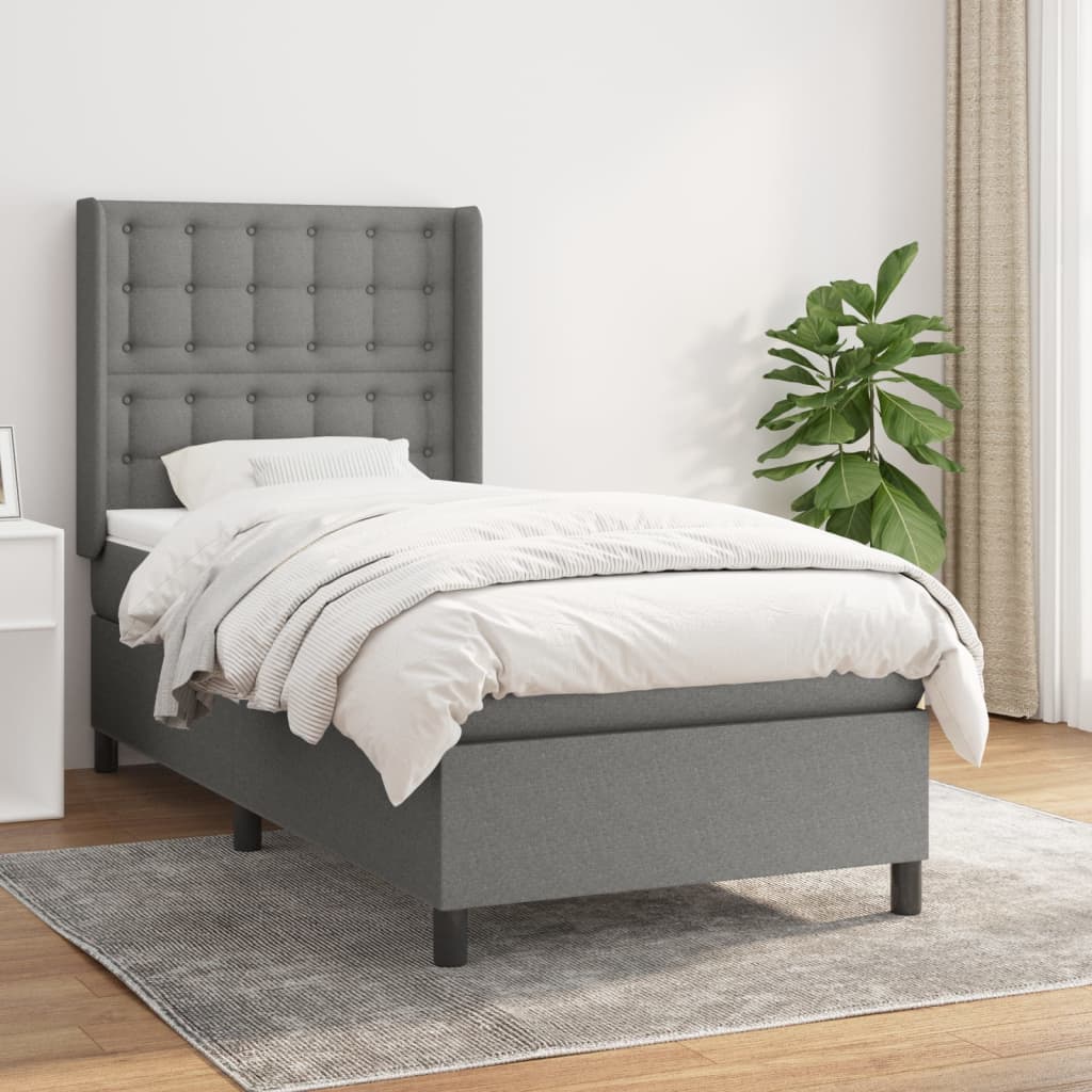 vidaXL Posteľný rám boxsping s matracom tmavosivý 80x200 cm látka