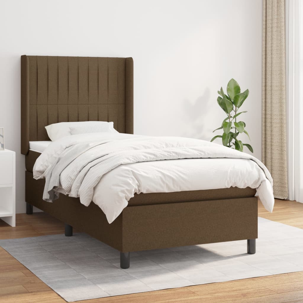 vidaXL Posteľný rám boxsping s matracom hnedý 80x200 cm látka
